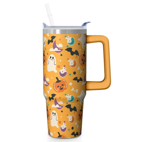 Halloween Tumbler 30 oz with Handle and Straw Spooky Skeleton Haunted Tumbler Halloween Gifts for Women Insulated Mug