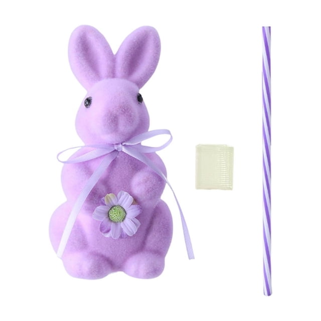 Tauxra 7.87 Inch Simulated Flocked Easter Bunny Ornament Blue For Spring Home Tiered Tray Decor