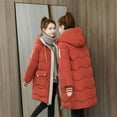 thumbnail image 5 of LWNYDPLSD 2024 Women's Fashion Waterproof Long Winter Coat Thickened Down Alternative Jacket Warm Puffer Jacket Hooded Parka Clearance Sale Red XXL, 5 of 5