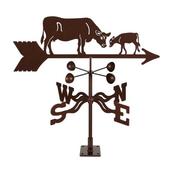 EZ Vane Cow with Calf Weathervane | Deck Mount | 14 Gauge Steel | Sealed Ball Bearings | Home or Garden