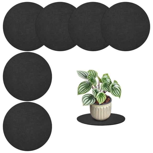 Uxcell 6-Pack Plant Coasters Mat Reversible 4 Inch Felt Round Absorbent Fabric
