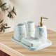 thumbnail image 5 of Juego de vasos para cepillos de dientes Zexzen Marble Lotion Stripe Accesorio para mostrador Líquido Essentra Blanco 5 piezas, 5 of 8
