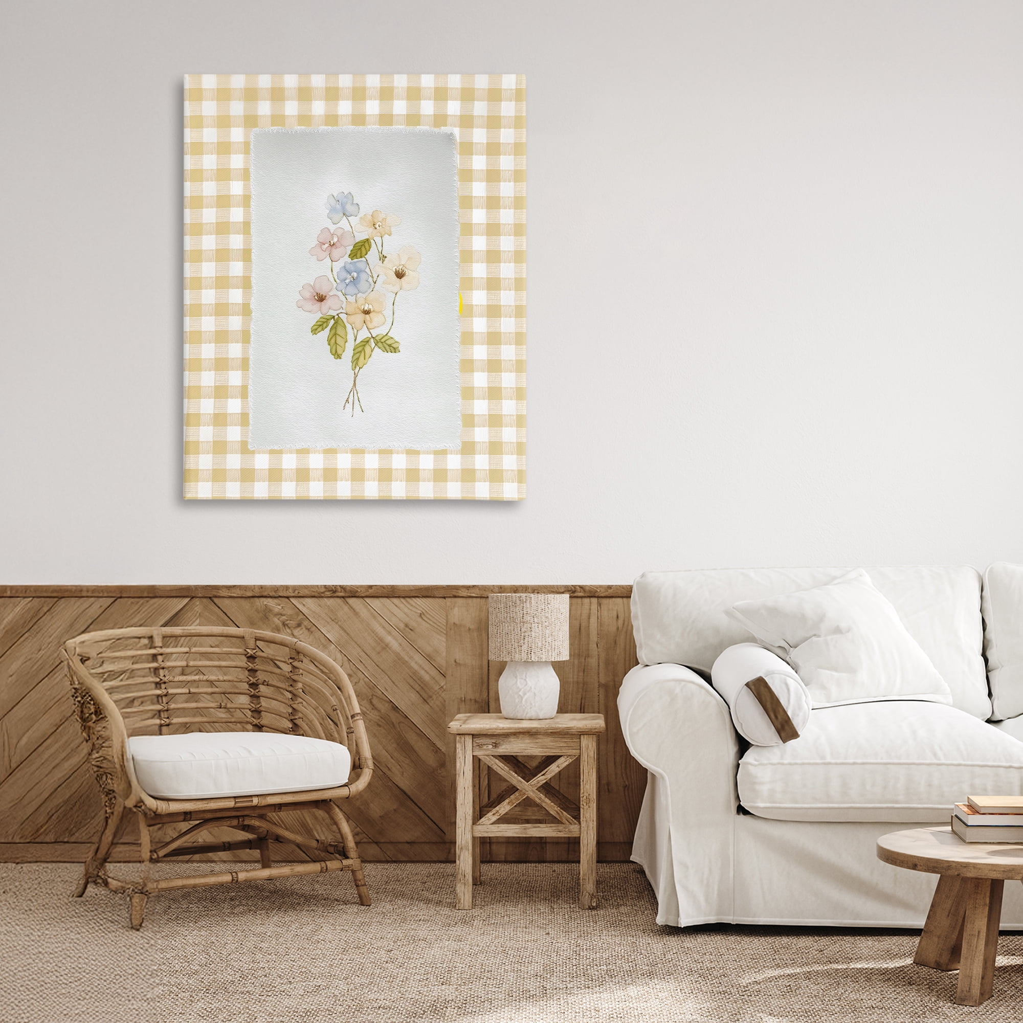 Stupell Industries Soft Gingham Flowers Canvas Wall Art, design by Arlington Prints