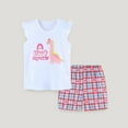 thumbnail image 2 of Baby Girl Winter Outfits Cartoon Print Trendy Fly Sleeve T-Shirts Top + Shorts Crewneck Kids Clothing Sets White,2Y, 2 of 5