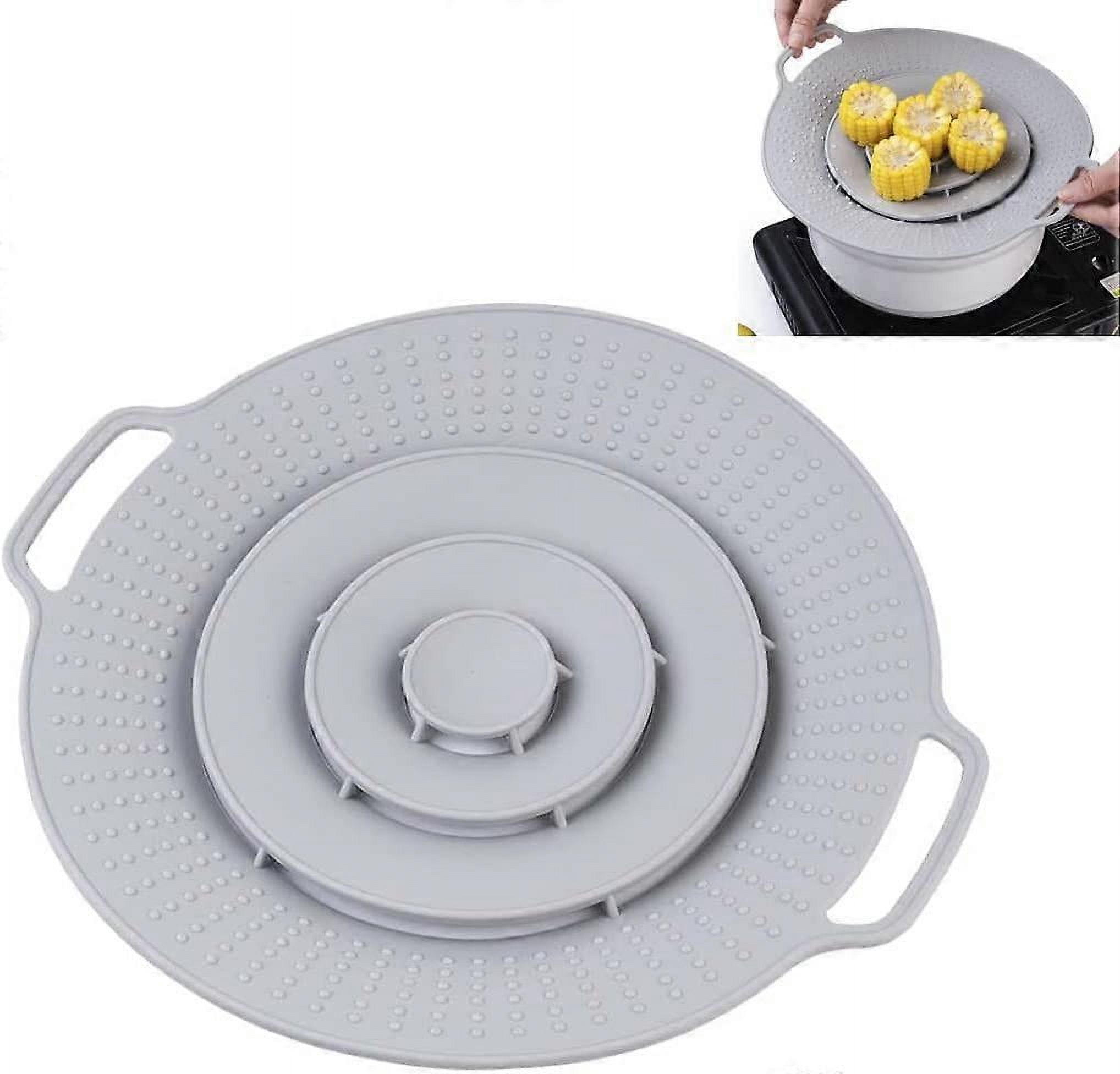 Lot De 3 Couvercles Anti-débordement En Silicone Pour Casseroles - Résistants à La Chaleur, Pratiques En Cuisine