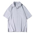 thumbnail image 2 of Camisetas Elvqul de Hombre Gris Economicas Manga Corta Botones Liso Solapa, 2 of 6