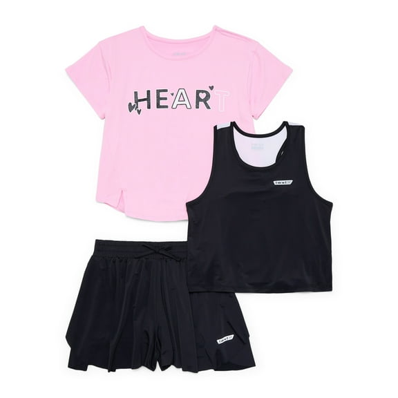 Hind Girls' Athletic Tank Top, Tee and Skort Set, 3 Piece, Sizes 4-16