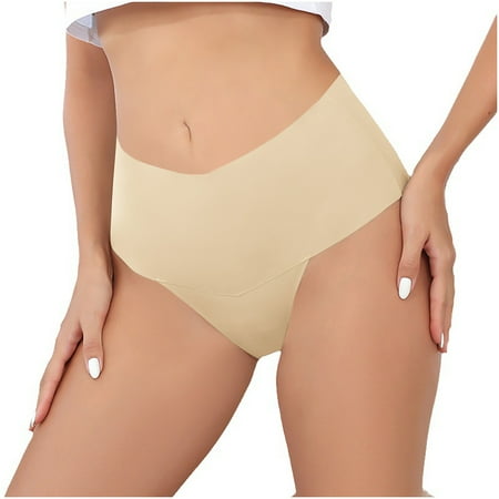 qolati 3 Pack Seamless Briefs Underwear for Women Soft Cheeky Bikini No Show Ice Silk Underwear Ladies V-Waist Hipsters Panties