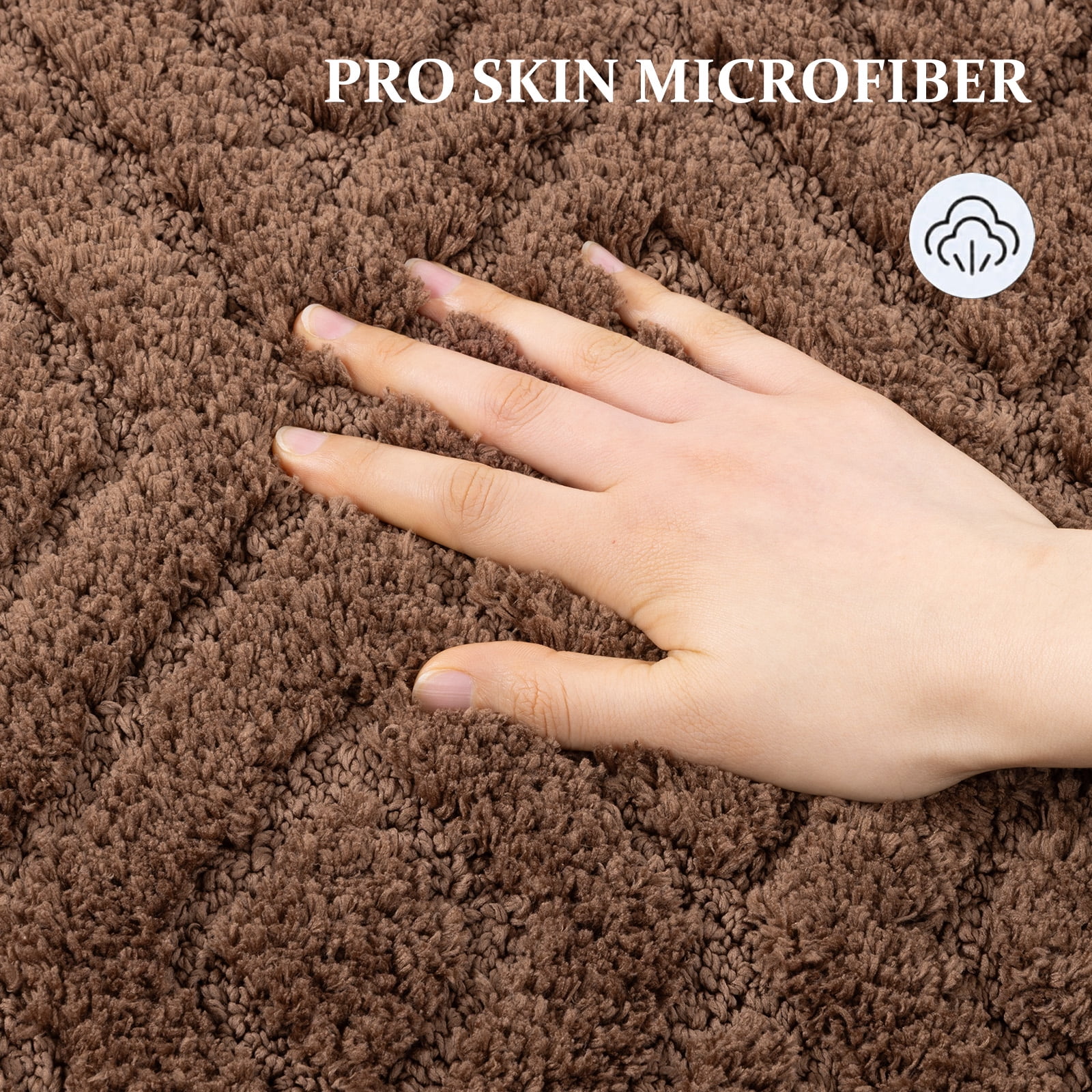 Yamaziot 4pcs Bathroom Rugs Set with U-Shaped Mat, Non Slip, Quick Drying, Ultra Soft and Water Absorbent Bath Rug Carpet Machine Washable Rug, Brown