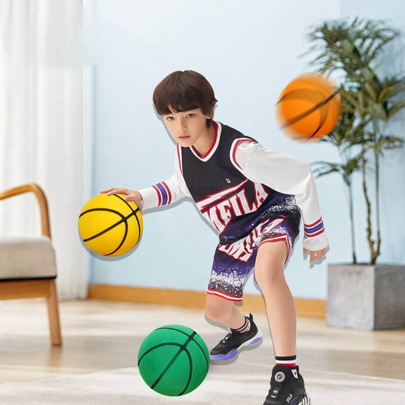 ASilent Basketball,Quiet Basketball Dribbling Indoor,Soundless Basketball for Indoor Training，Additional Basket