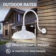 thumbnail image 2 of 17in. White Finish Outdoor Gooseneck Barn Light Fixture with 24in. Long Extension Arm - Wall Sconce Farmhouse, Vintage, Antique Style - UL Listed - 9W 900lm A19 LED Bulb (5000K Cool White), 2 of 9
