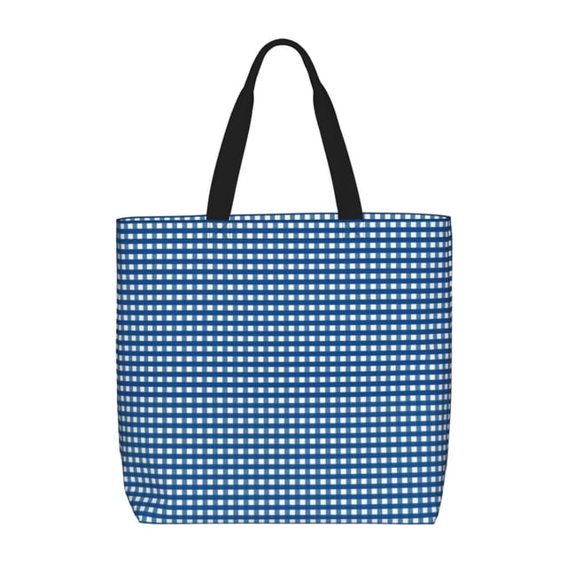 Easygdp Blue Gingham Bolsa Tote para Mujer, Bolso de Hombro para Trabajo, Playa, Viajes, Compras y Supermercado