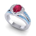 thumbnail image 2 of Diamond-Capitals 2.35 Carat Oval Cut Red Ruby & Blue Topaz Gemstone Beautiful Engagement Ring for her Solid 14K White Gold Size 5, 2 of 8