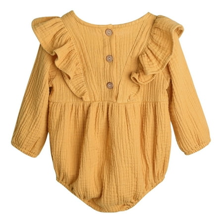 

Aayomet Baby Bodysuit Girl Fall Baby Boy Girl Solid Color One Piece Romper Jumpsuit Outfits Clothes Yellow 18-24 Months