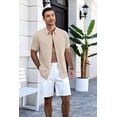 thumbnail image 4 of COOFANDY Men's Relaxed Fit Button-Up short Shirt with Decorative Stripes - Casual and Office Wear, 4 of 9