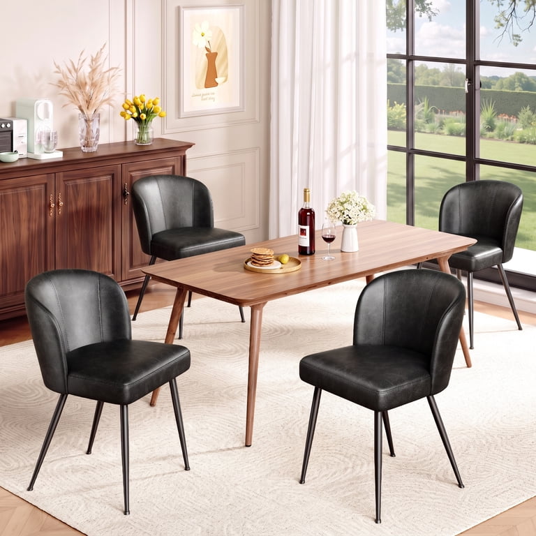 Sailvan Black Dining Chairs Set of 4, Cushioned Leather photo 1