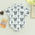 thumbnail image 4 of Douhoow Western Baby Boy Cow Print Shirt Romper Infant Long Sleeve Button Down Bodysuit Newborn Summer One Piece Gentleman Outfit 0-24M, 4 of 9
