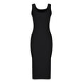 thumbnail image 5 of Women's Knit Dress， Sleeveless Ribbed Bodycon Midi Dress with Square Neck and High Slit， Summer Casual Dress, 5 of 5