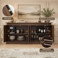 thumbnail image 5 of LKTART 66" Sideboard Buffet Cabinet with Storage,LED Lights,Walnut Modern Credenza Storage Cabinet ,1" Thick Floating Top,Adjustable Shelves,Pivot Door Hardware,for Living Room,Kitchen, 5 of 7