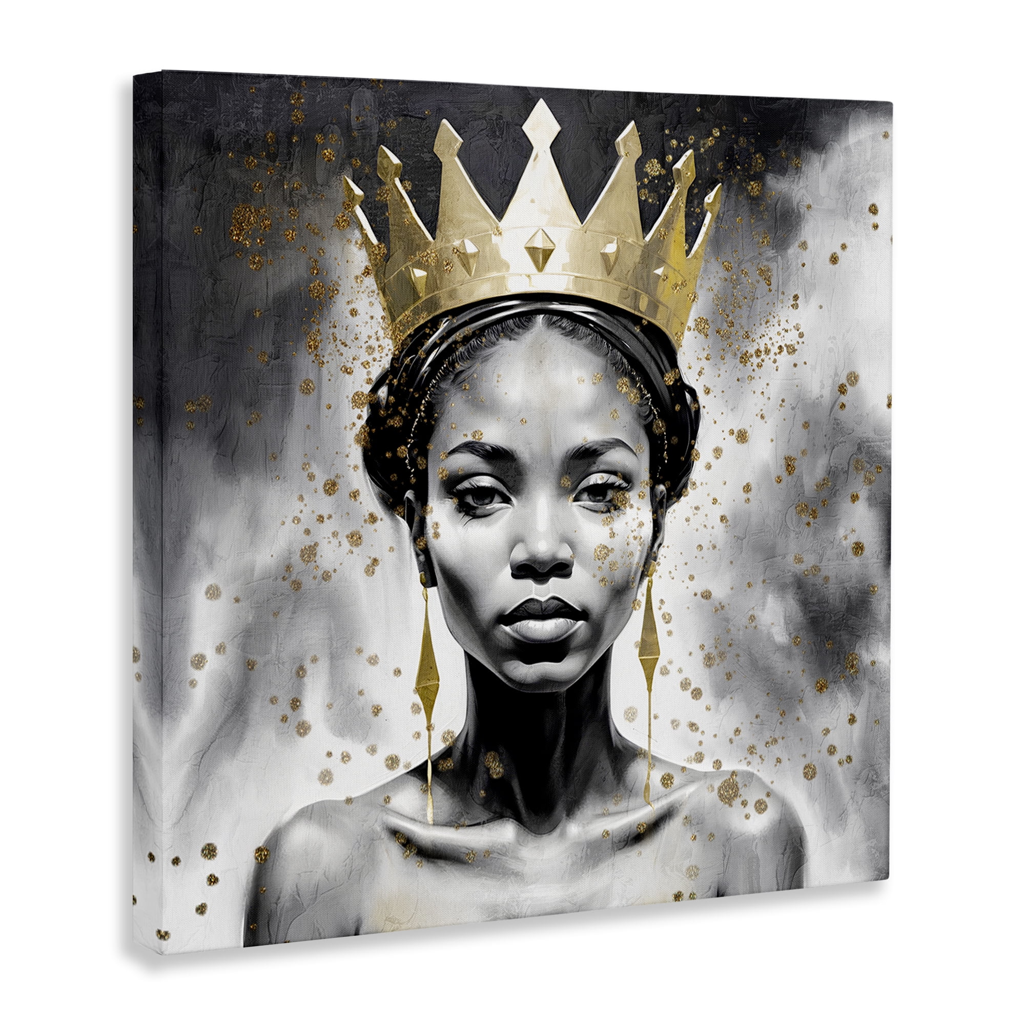 Stupell Industries Woman in Crown Gazing People Painting Wrapped Canvas Art Print Wall Art, 17 x 17