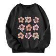 thumbnail image 4 of MEZZALL Chandail en Molleton Graphique pour Enfants Fille Col Rond Manches Longues Imprimé Floral, Noir, 9-10 Ans, 4 of 4