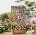 thumbnail image 3 of EuKer Outdoor Planter Box with Trellis and Roof, 67.7" Freestanding Privacy Planter for Climbing Vines, Vegetables, Flowers, Brown, 3 of 7