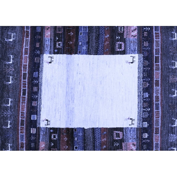 Ahgly Company Indoor Rectangle Abstract Blue Contemporary Area Rugs, 2' x 3'