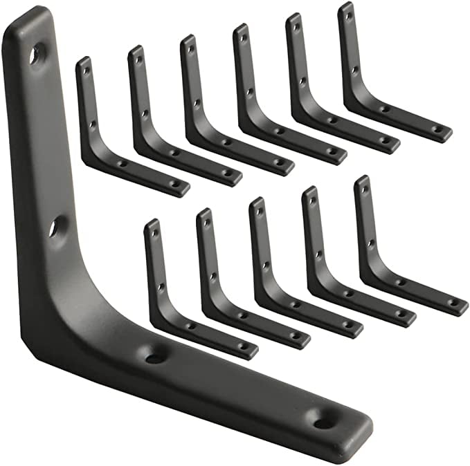Black Shelf Bracket, 4 x 4 Inch L Shape Wall Bracket Heavy Duty Metal Bracket Hanging Angle