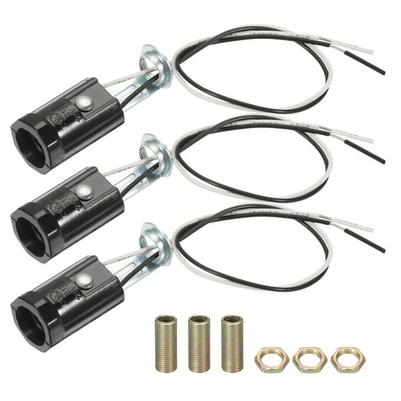 Uxcell Candelabra Base Lamp Holder Light Socket, 3pcs UL Listed Keyless E12 Bulb Socket, 2.1"