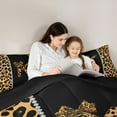 thumbnail image 5 of Feelyou Cheetah Print Letter K Bedding Comforter Set, Chic Brown Bowknot Ribbon Twin Comforter Sets, Leopard Wildlife Animal Reversible Bedding Set, Microfiber Bedroom Decor, 2-Piece, 5 of 8