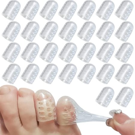 Silicone Anti Friction Toe Protector,New Silicone Breathable Toe Covers,Clear Silicone Anti Friction Toe Protector, for Corns, Blisters and Ingrown Toenails (30pcs)