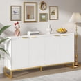 thumbnail image 4 of Sideboard Buffet Cabinet, Fluted Accent Cabinet with Adjustable Shelves, Console Table with Storage for Kitchen, Entryway, White, 4 of 8