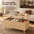 thumbnail image 3 of 40 in Lift Top Coffee Table with Storage Fluted Wood Coffee Table with Drawers & Hidden Compartment, Mid Century Modern Square Large Center Table for Living Room,Office, Reception, 3 of 10