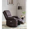 thumbnail image 3 of Accreate 27'' Oversized Recliner Chair for Adults, PU Leather Recliner with Cup Holders and Side Pockets, Ergonomic Manual Recliner for Adults, for Living Room, Bedroom, Home Theater, Creamy, 3 of 7