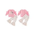 thumbnail image 2 of RUINIXCW Toddler Baby Girls Halloween Outfit Infant Baby Girls Fall Winter Clothes Cute Ghost Pumpkin Print Ruffled Long Sleeve Sweatshirt Top with Flare Pants Bell Bottom Set, 2 of 9