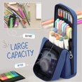 thumbnail image 2 of Standing Pencil Case Large Capacity Pen Bag, Multi-Layer Pen Pouch Pencil Holder Stationery Organizer, Polyester Pencil Bag Storage Box Desk Organizer, Blue, 2 of 8