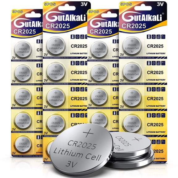 GutAlkaLi CR2025 3V Lithium Battery, CR2025 Batteries 20- Pack