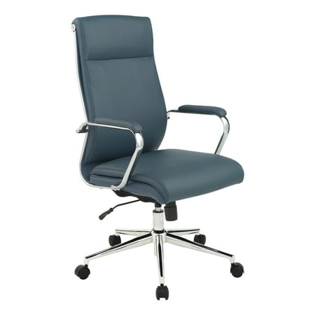 UPC: 0090234564225 | Office Star Products High Back Manager s Office Chair with Dillon Blue Antimicrobial Fabric and Chrome Base