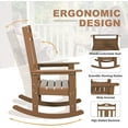 thumbnail image 3 of Nalone All-Weather Resistant HDPE Outdoor Rocking Chair, Oversized Patio Rocker, Brown, 3 of 6