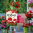 thumbnail image 3 of Spring Summer Geranium Welcome Garden Flag Double Sided Summer Bee Red Floral Small Burlap Yard Flag House Seasonal Outside Outdoor Decoration 12 x 18 Inch, 3 of 5