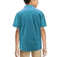 thumbnail image 2 of Boy's Embroidered Short Sleeve Wedding Baptism Kids Button-Up Guayabera Shirt (Turquoise, XL (14-16)), 2 of 2