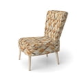 thumbnail image 3 of Designart "Rustic Geometric Lattices In Beige And Brown" Beige Check Upholstered Accent Chair - Modern Arm Chair For Bedroom, 3 of 7