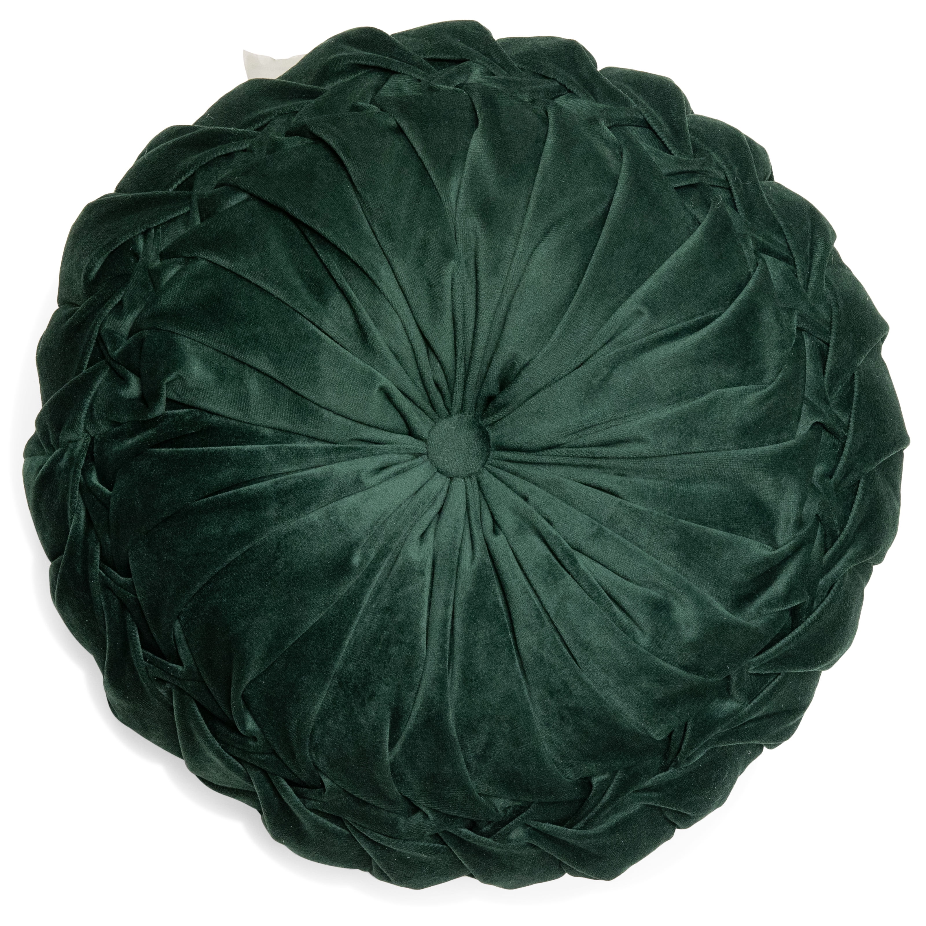 Round Pleated Velvet Decorative Pillow, 16