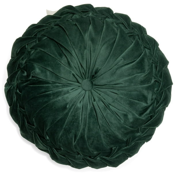 Round Pleated Velvet Decorative Pillow, 16" by Drew Barrymore Flower