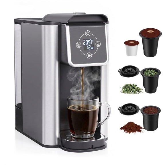 SIFENE 3 in 1 Single Serve Coffee Maker: Coffee Machine Compatible with K Cup Capsules & Grounds, Instant Coffee Pot, Tea Maker Brewer with Digital Dispaly, 120V 1150W, Black