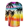 thumbnail image 4 of Gibobby Blusa Casual de Mujer Nueva camiseta manga 7 puntos para mujer Hawaii Beach Cocotero Impresión 3D Cuello redondo Tendencia(Naranja,XL), 4 of 4