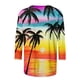 thumbnail image 4 of Gibobby Playera Corte clásico para Mujer Nueva camiseta manga 7 puntos para mujer Hawaii Beach Cocotero Impresión 3D Cuello redondo Tendencia(Naranja,G), 4 of 4