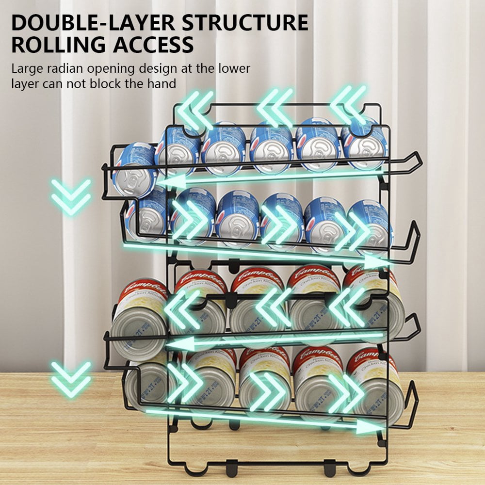 Distributeur Automatique De Canettes Et Bouteilles Pour Frigo - 5 Compartiments Réglables, Système De Poussée Simple, ABS Solide - Idéal Pour Maison, Bureau, Supermarché (Noir)