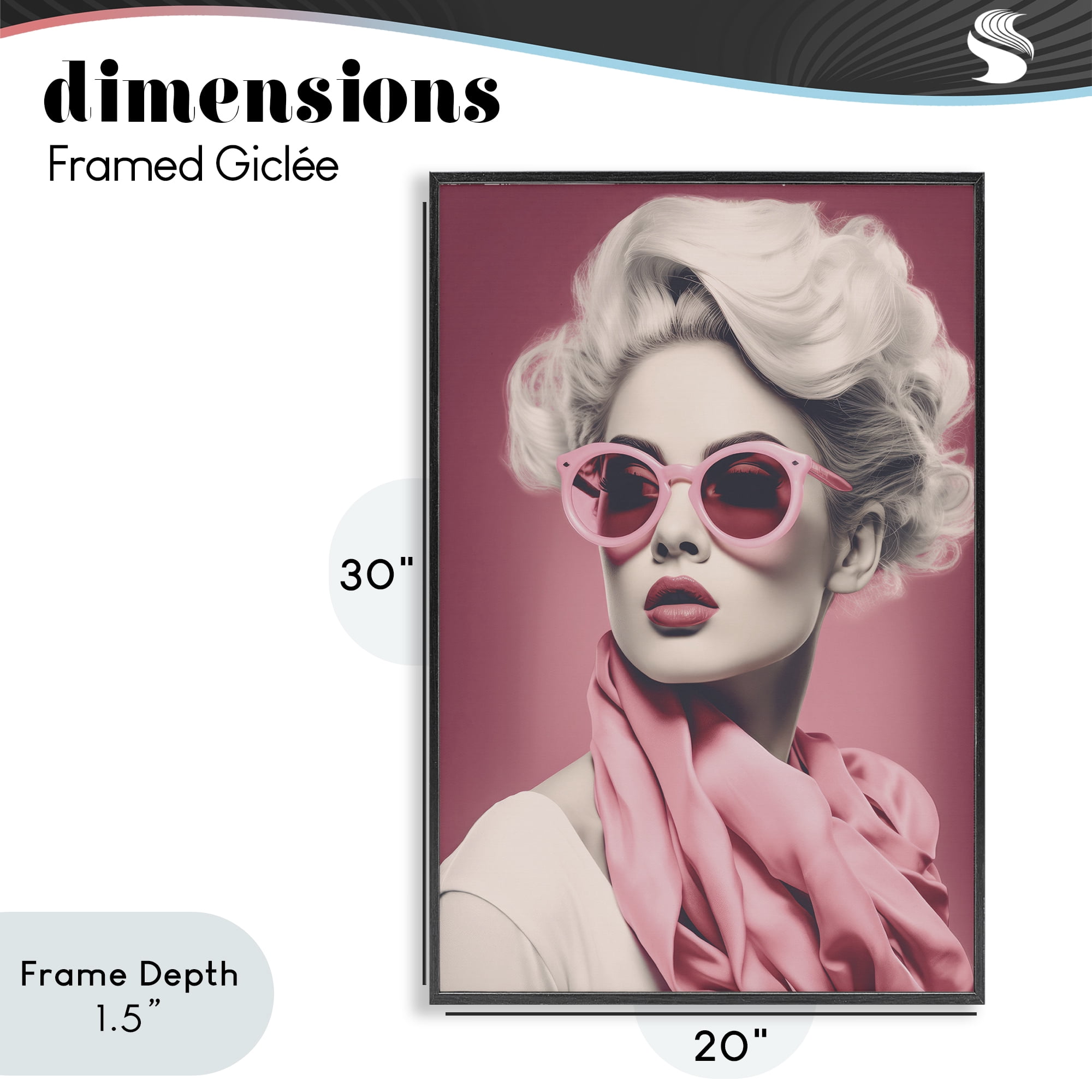 Stupell Industries Iconic Retro Chic Portrait Black Framed Giclee Art, design by Andrea Haase