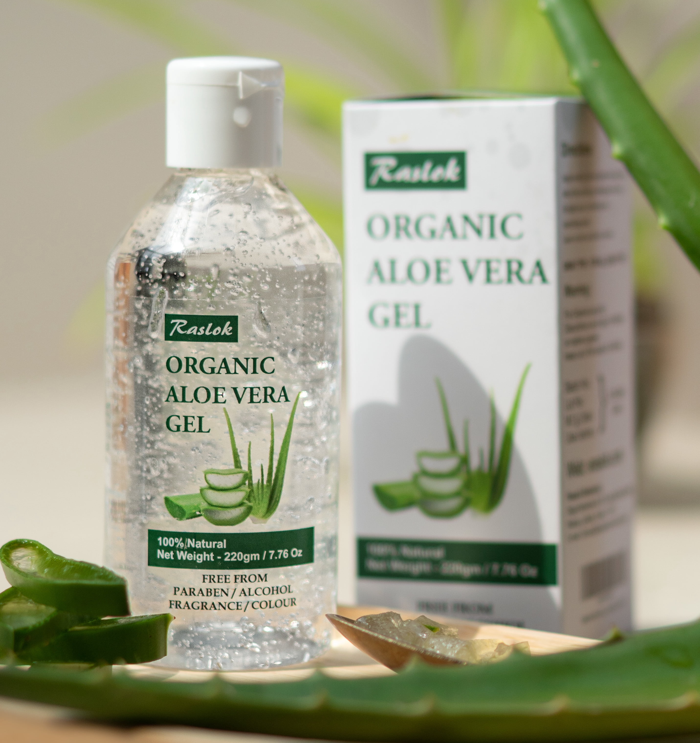 Raslok Aloe Vera Gel | 100% Pure Natural Aloe Gel For Moisturizing Face Skin & Hair Care,Durable Moisturizing Hydrating Soothing, Non-Sticky (7.7 OZ)